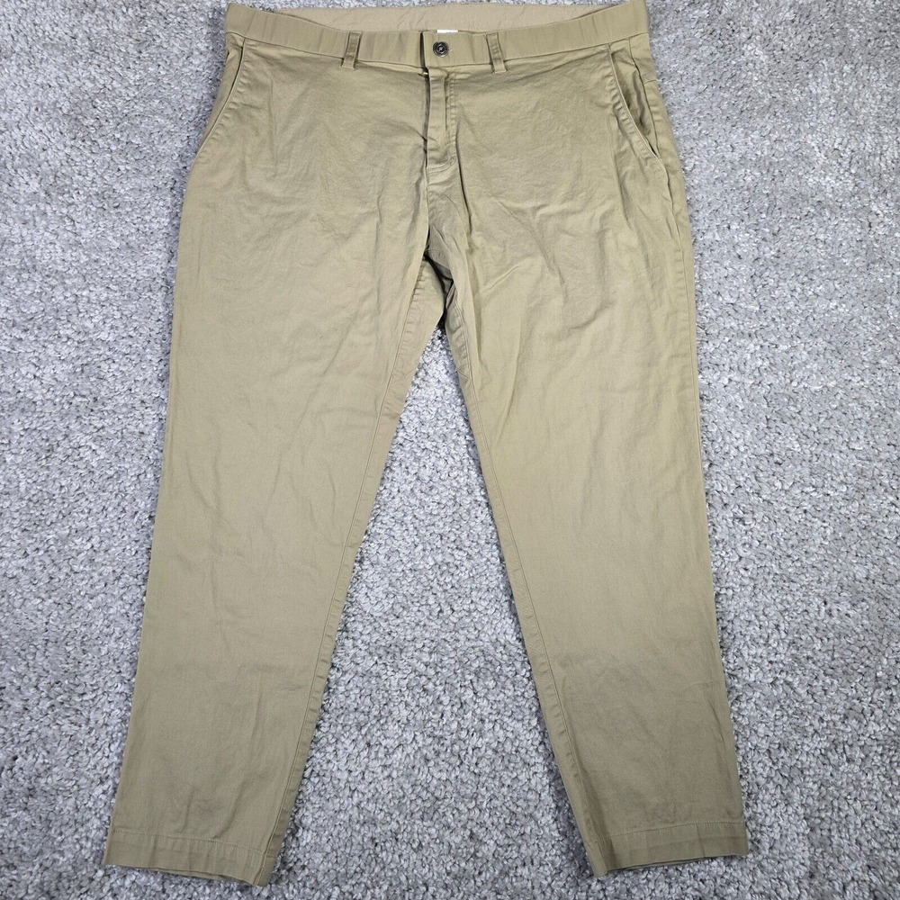 Fabletics‎ High Side Pants Tan Chino Men's 40x30 (Fits 39x26) slim fit casual